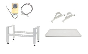 Zimowy zestaw RODIGAS pod pompy ciepła i klimatyzatory; stelaż, taca ociekowa, grzałka, termostat