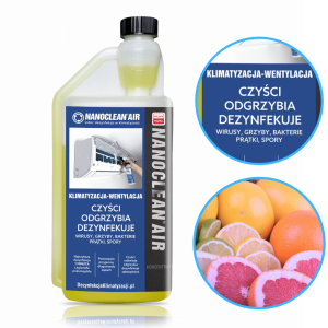 Preparat  do dezynfekcji  klimatyzacji 1L  NANOCLEAN Air Cytrusowy Koncentrat biobójczy, wirusobójczy