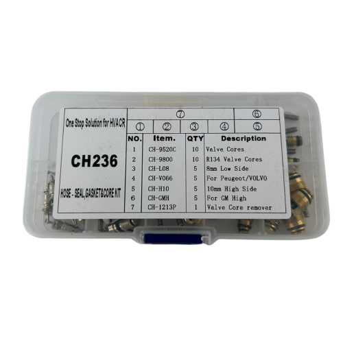 Zaworki, wentyle- Zestaw zaworków do klimatyzacji z kluczem CH-236
