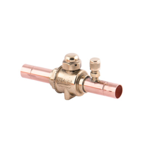 Zawór odcinający kulowy CASTEL 6570/7A - 7/8", 22mm lutowany z zaworkiem serwisowym