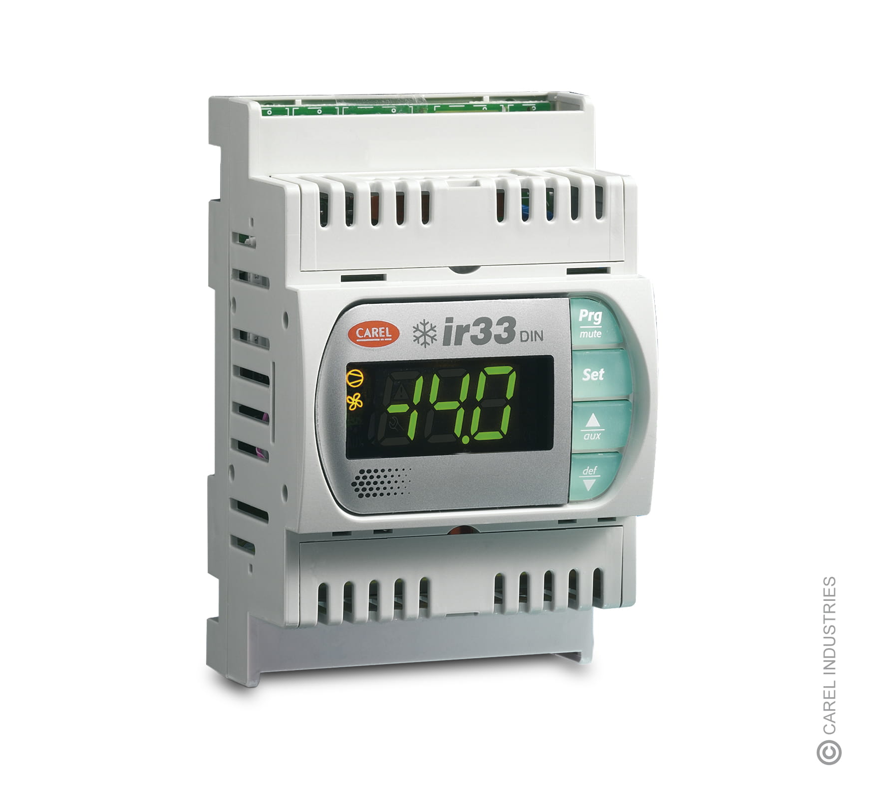Sterownik, Regulator temperatury CAREL IR33 na szynę.
