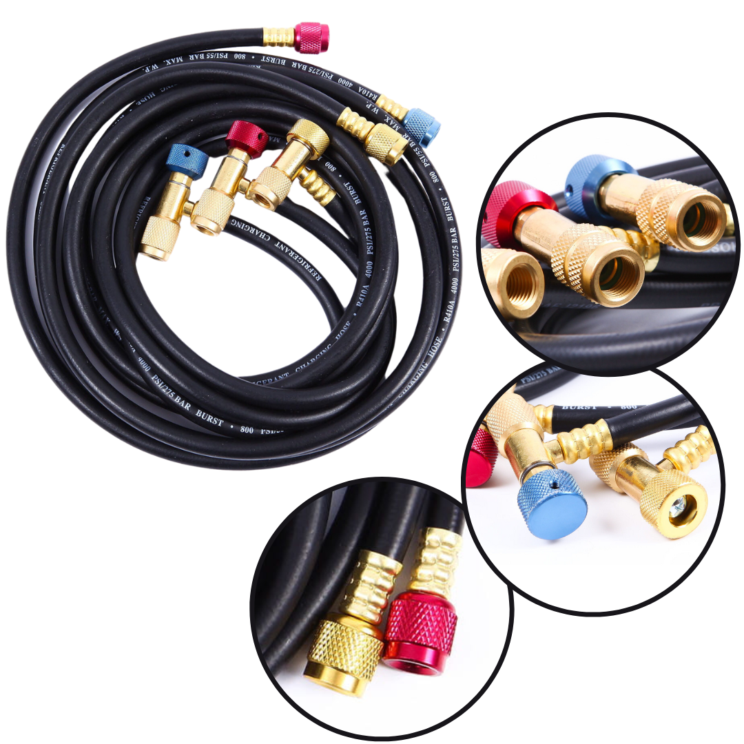 Zestaw węży serwisowych 180cm 1/4" SAE z zaworkami odcinającymi BLACK DIAMOND