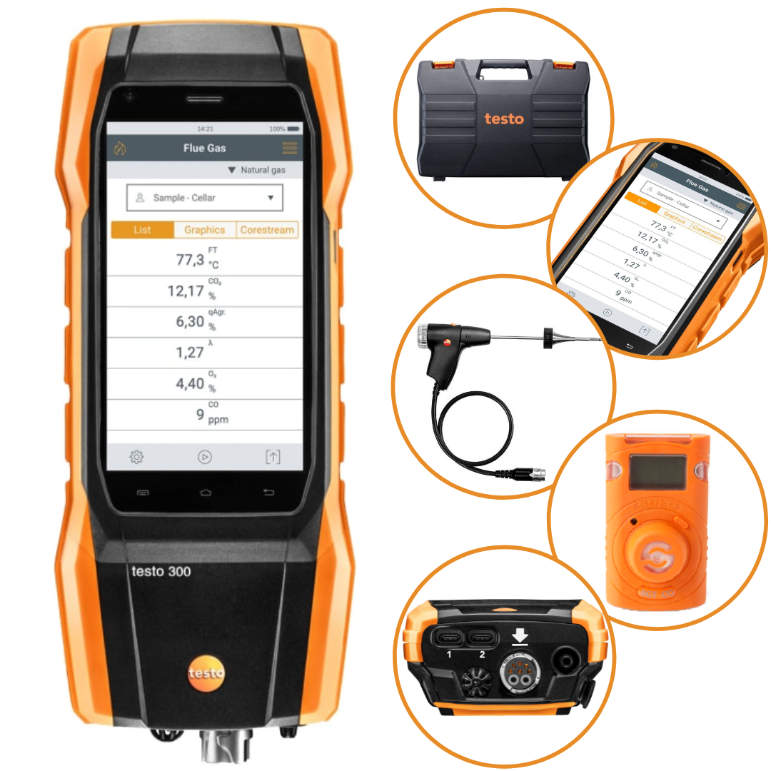Analizator spalin Testo 300 (4.000 ppm) + detektor Senco CO