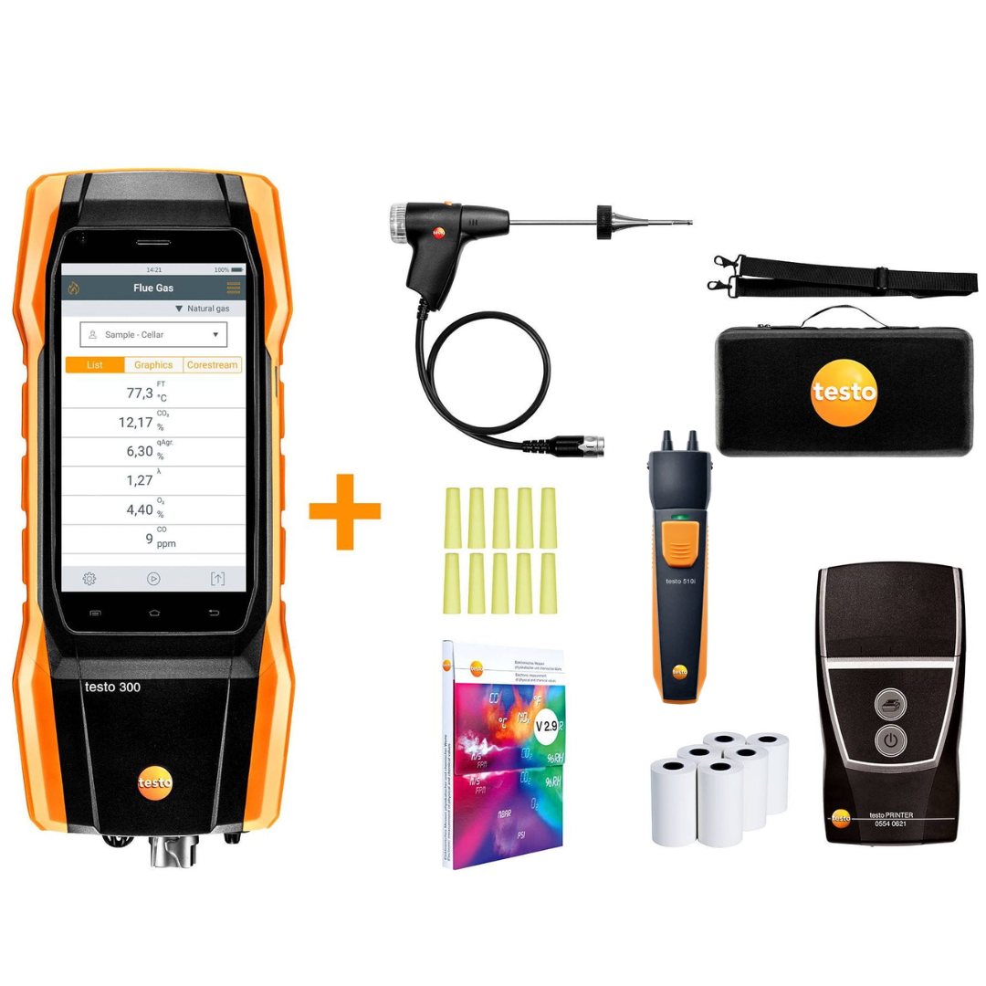 Testo 300 (4000 ppm) zestaw z drukarką, SmartSondą testo 510i + detektor Senco CO