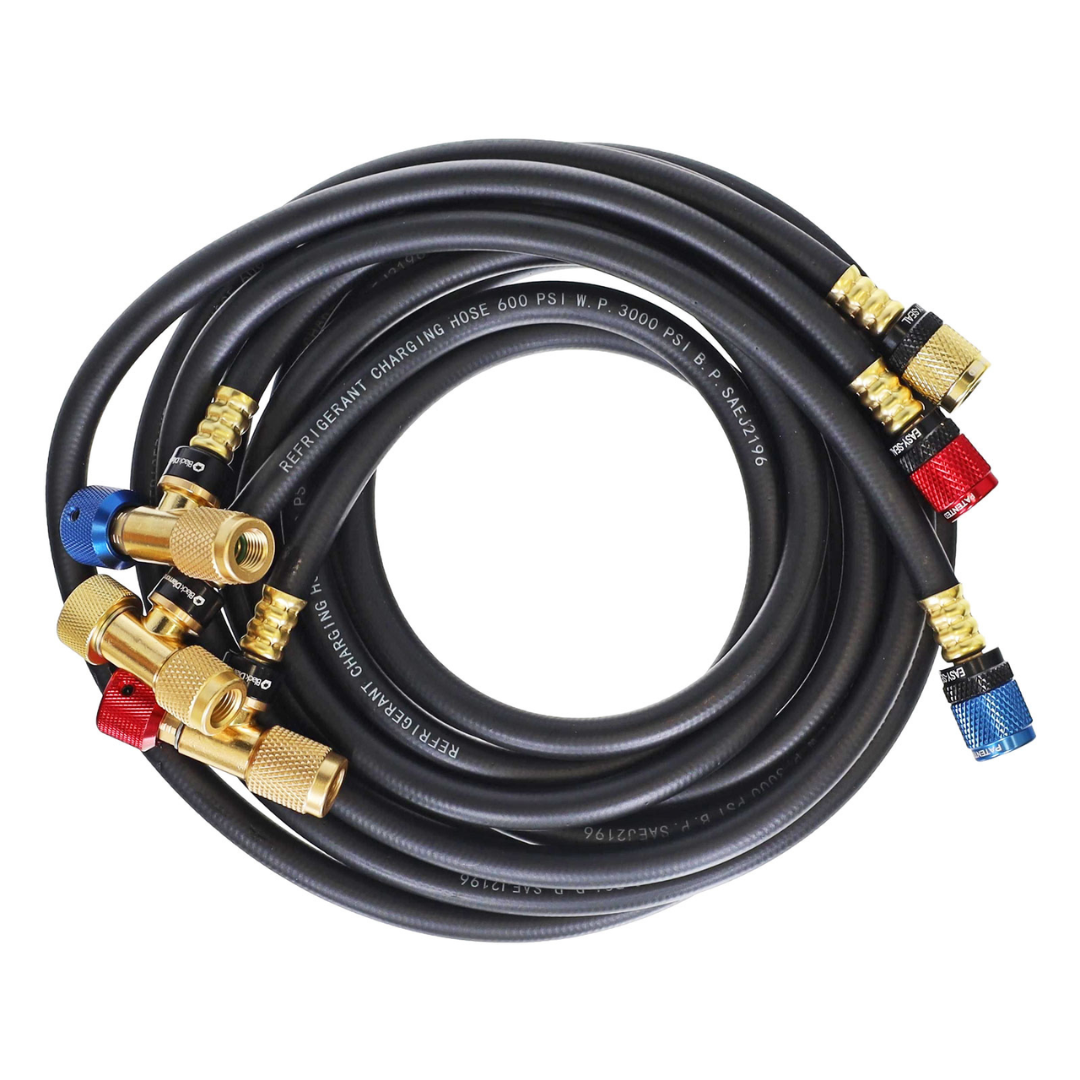 Zestaw węży serwisowych 180cm 1/4" SAE z zaworkami odcinającymi Easy-Seal BLACK DIAMOND 